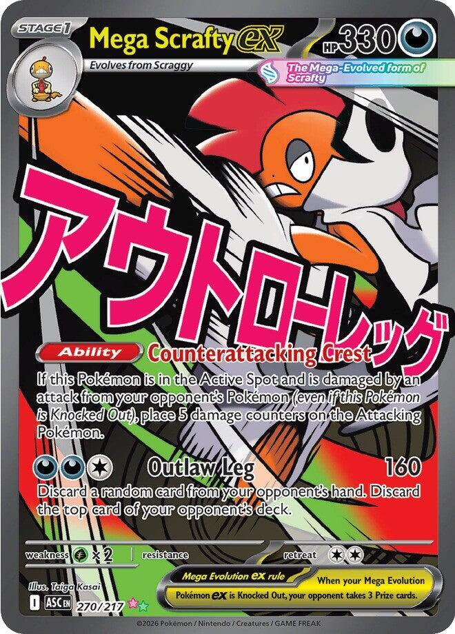 Compra Mega Scrafty Ex Attack Rare #270/217 - Ascended Heroes disponible en El Salvador en UniversoTCG