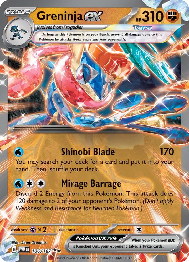 Compra Greninja Ex #106/167 - Twilight Masquerade disponible en El Salvador en UniversoTCG 