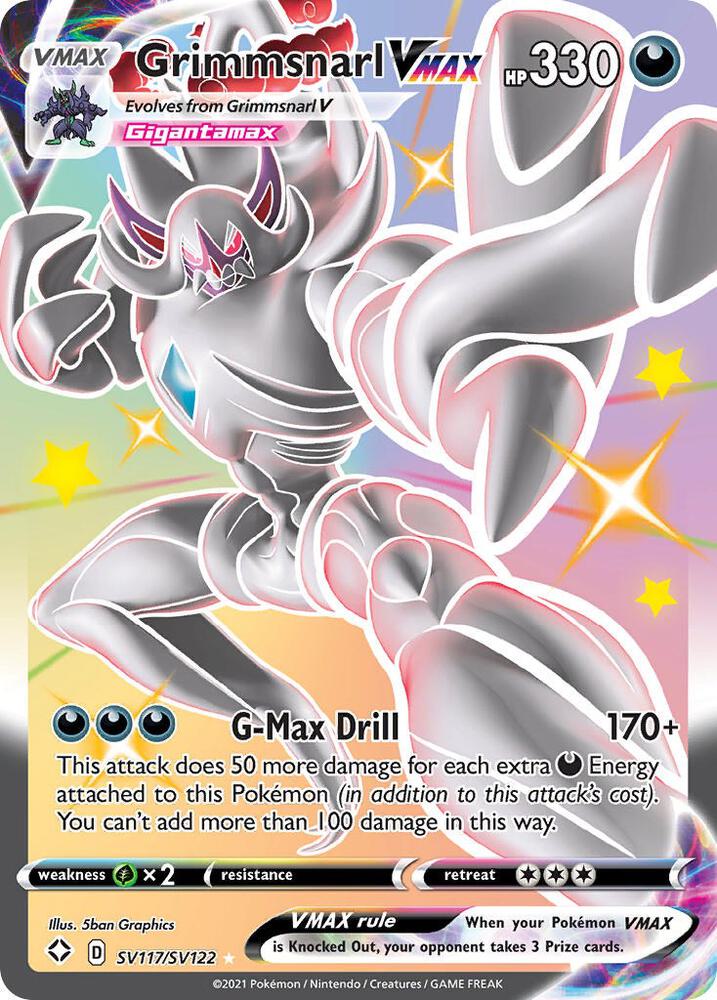 Compra Grimmsnarl VMAX Shiny #SV117/SV122 - Shining Fates disponible en El Salvador en UniversoTCG 