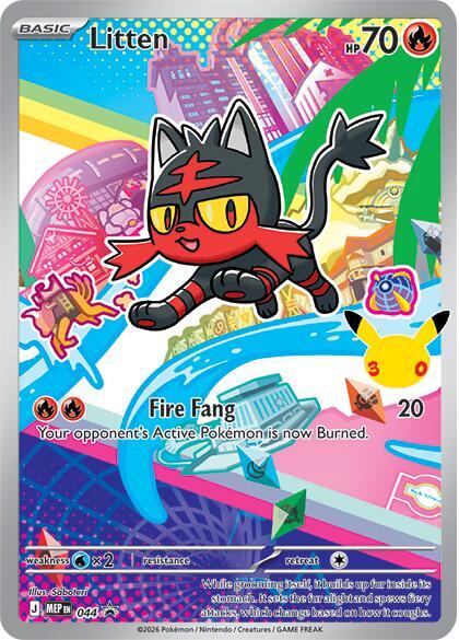 Compra Litten 30 Aniversario - Mega Evolution Promo disponible en UniversoTCG El Salvador 