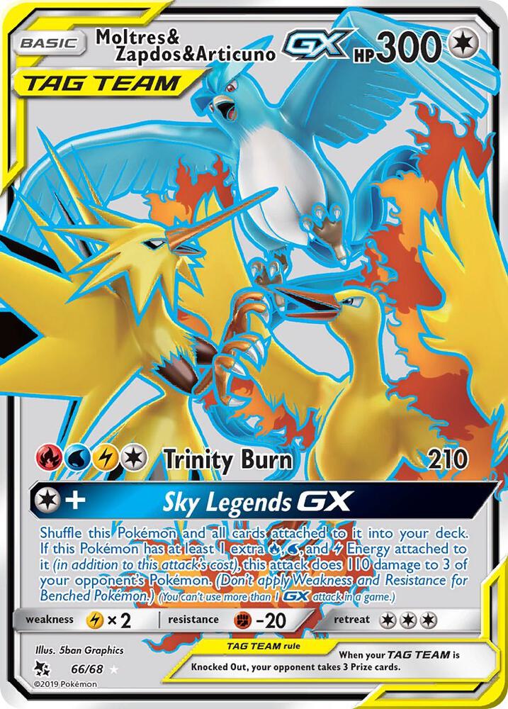 Compra Moltres & Zapdos & Articuno GX Full Art #66/68 - Hidden Fates disponible en El Salvador en UniversoTCG 