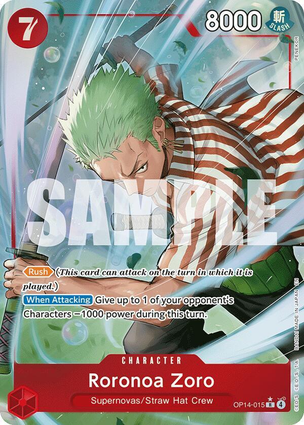 One Piece Roronoa Zoro Op14-015 Alternate Art disponible en El Salvador en UniversoTCG 