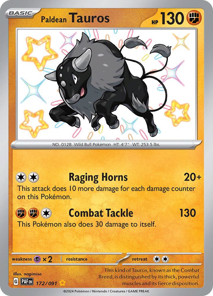 Compra Paldean Tauros Shiny #172/91 - Paldean Fates disponible en El Salvador en UniversoTCG 