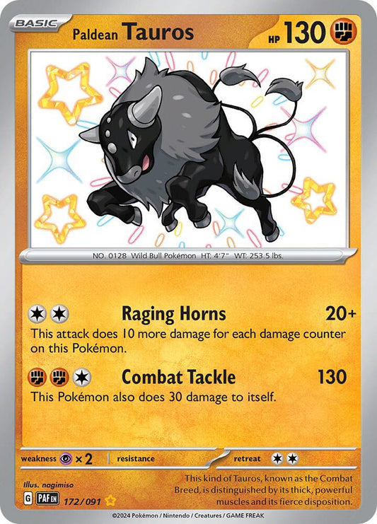 Compra Paldean Tauros Shiny #172/91 - Paldean Fates disponible en El Salvador en UniversoTCG 