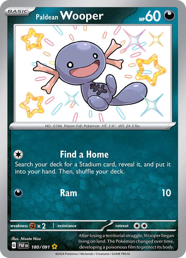 Compra Paldean Wooper Shiny #180/91 - Paldean Fates disponible en El Salvador en UniversoTCG 