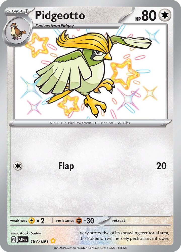 Compra Pidgeotto Shiny #197/91 - Paldean Fates disponible en El Salvador en UniversoTCG 