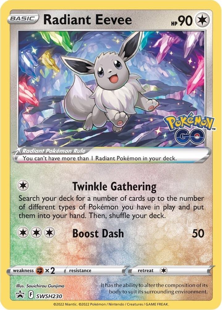 Compra Radiant Eevee #SWSH230 - Sword & Shield Promo disponible en Salvador en UniversoTCG 