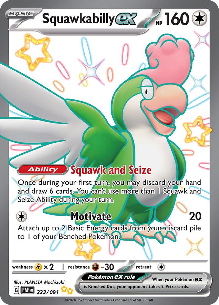 Compra Squawkabilly Ex #223/91 - Paldean Fates disponible en El Salvador en UniversoTCG 