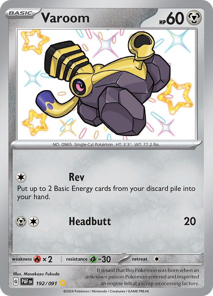 Compra Varoom Shiny #192/91 - Paldean Fates disponible en El Salvador en UniversoTCG 